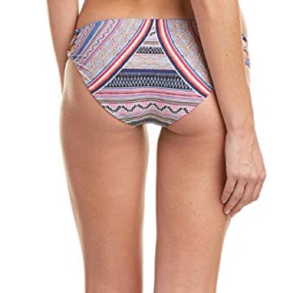 Red Carter Boho Full Cut Spandex Bikini Bottom XS - Picture 2 of 6
